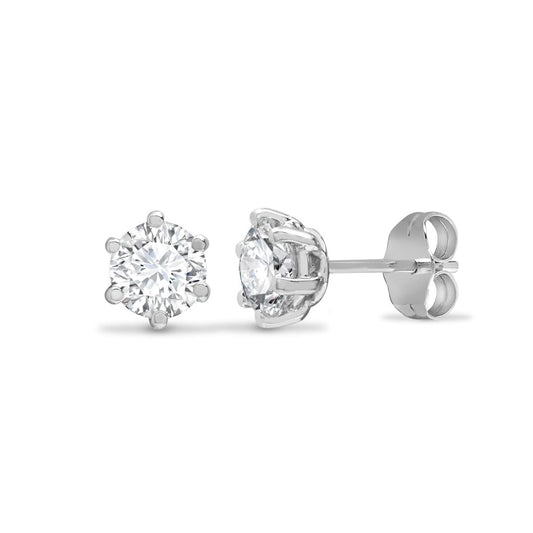 Sterling Silver CZ solitaire Stud Earrings 4mm - AES051