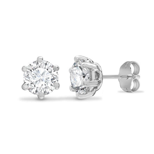 Sterling Silver CZ solitaire Stud Earrings 5mm - AES052