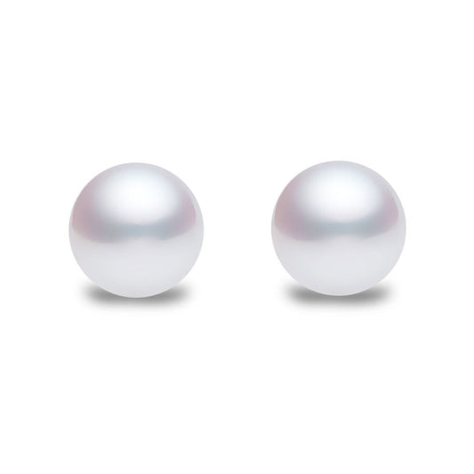 Silver 6.5mm Natural Akoya Cultured Pearl Stud Earrings - AES065