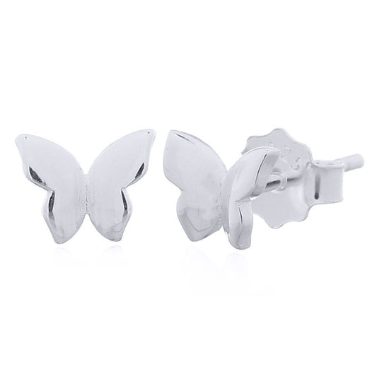 Silver Floating Butterflies Stud Earrings - AES167