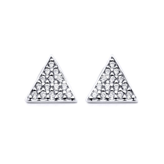 Silver Round CZ Racked Snooker Balls Triangles Stud Earrings - AES177