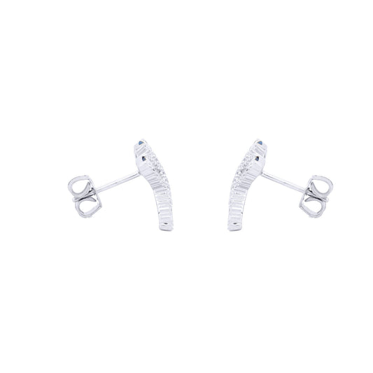 Silver Pink Lilac Blue Princess CZ Crossroads Kiss Stud Earrings - AES232