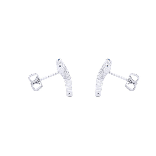 Silver Pink Lilac Blue Princess CZ Crossroads Kiss Stud Earrings - AES232