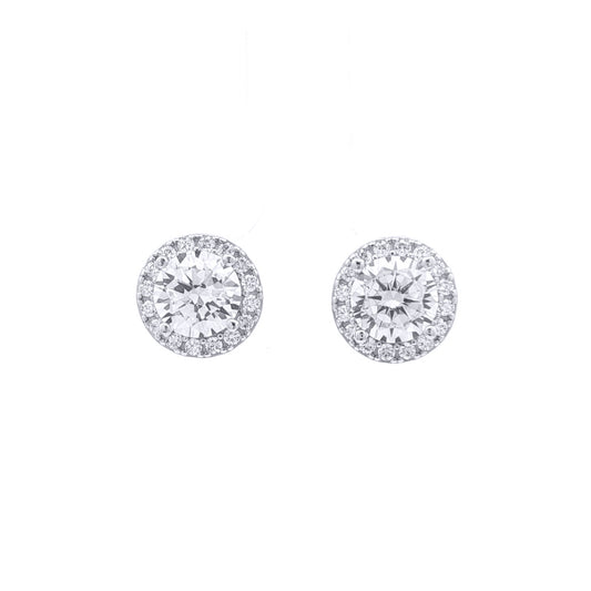 Rhodium Plated Sterling Silver Cubic Zirconia Earrings - AES268C