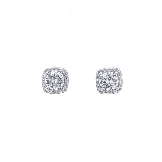 Rhodium Plated Sterling Silver Cubic Zirconia Earrings - AES269C