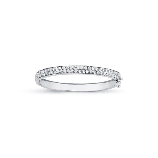 Sterling Silver CZ Double Row Eternity Baby Bangle Bracelet 5mm - AKB020