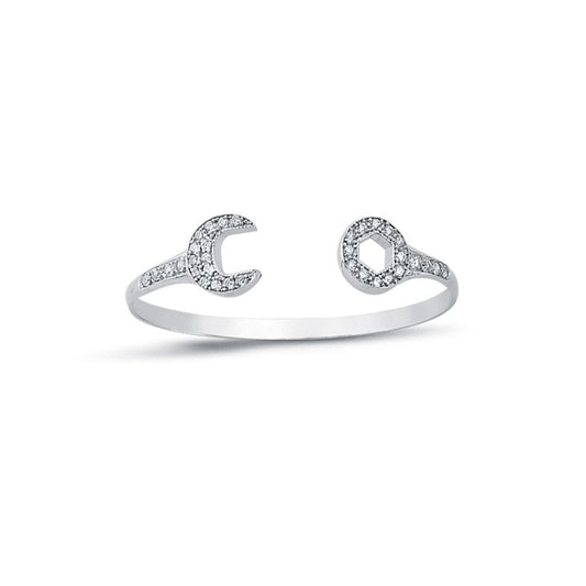 Sterling Silver Round CZ Spanner Baby Bangle Bracelet 3mm - AKB022