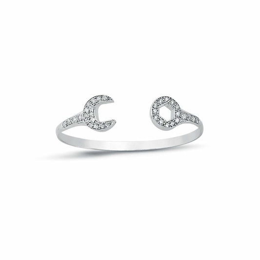 Sterling Silver Round CZ Spanner Baby Bangle Bracelet 3mm - AKB022
