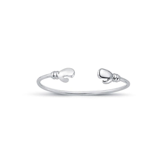 Boys Sterling Silver Boxing Glove Baby Bangle Bracelet 2.5mm - AKB023