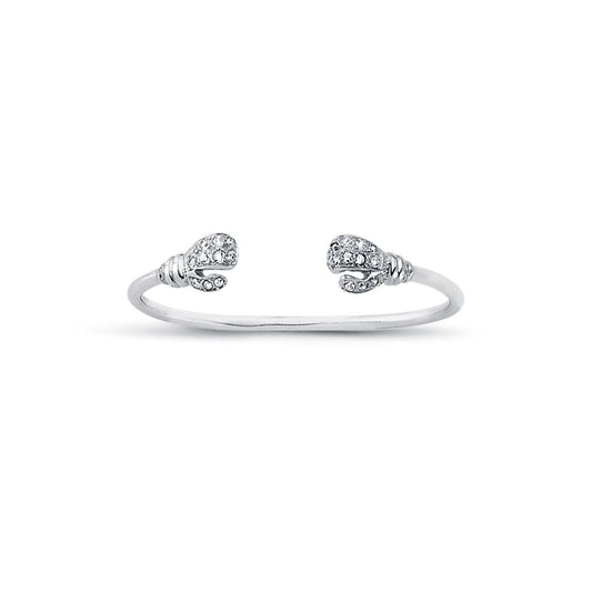 Sterling Silver Round CZ Boxing Glove Baby Bangle Bracelet 2.5mm - AKB024