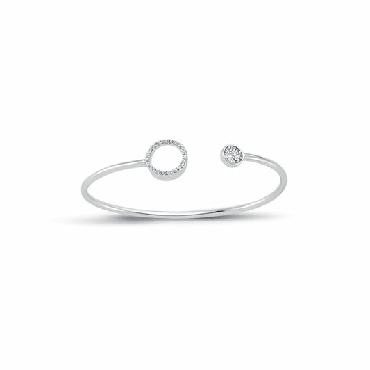 Sterling Silver CZ Circle of Life Halo Baby Bangle Bracelet 1.6mm - AKB025