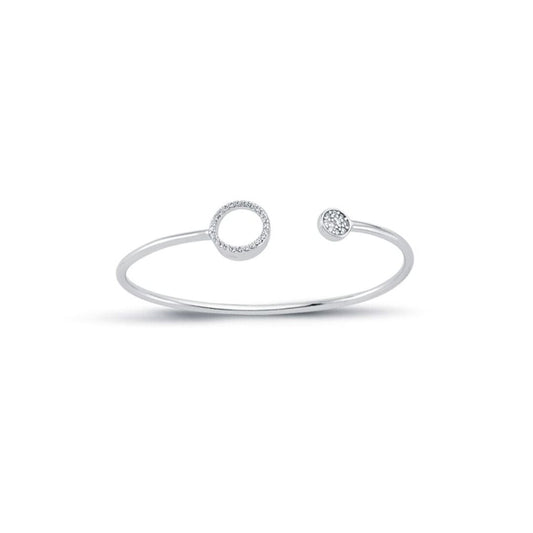 Sterling Silver CZ Circle of Life Halo Baby Bangle Bracelet 1.6mm - AKB025