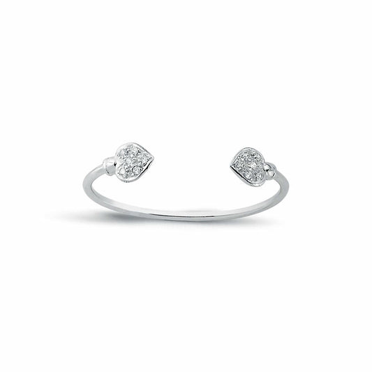 Sterling Silver Love Hearts CZ Torque Baby Bangle Bracelet 2.5mm - AKB026