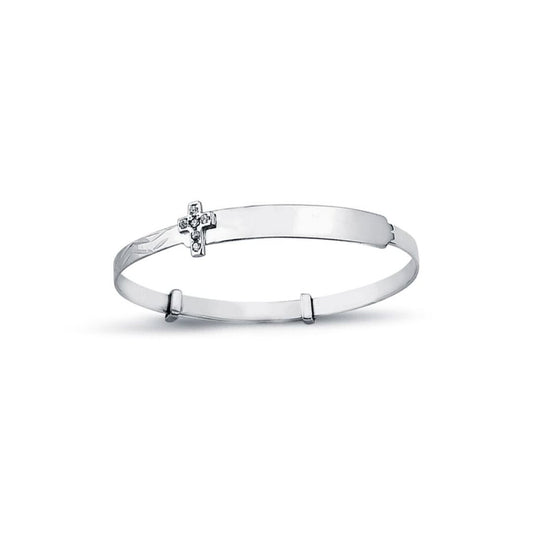 Sterling Silver Round CZ Expanding Baby Bangle Bracelet 3mm - AKB028