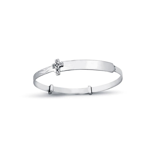 Sterling Silver Round CZ Expanding Baby Bangle Bracelet 3mm - AKB028