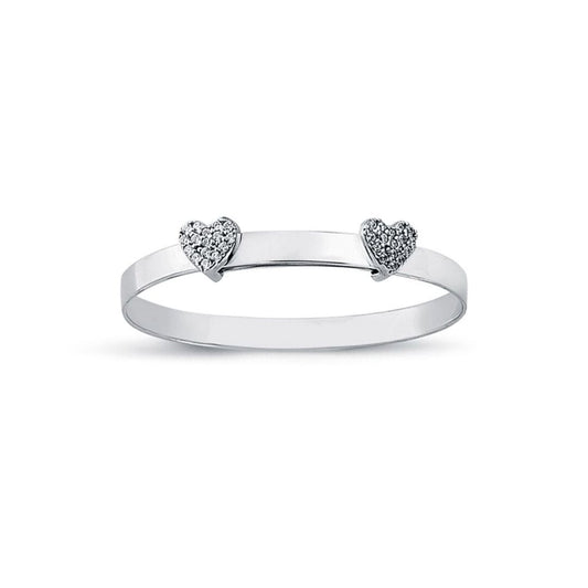 Sterling Silver Round CZ Expanding Baby Bangle Bracelet 4mm - AKB030