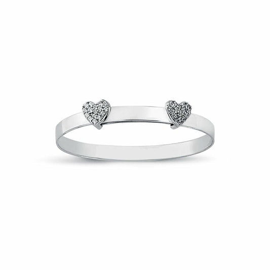 Sterling Silver Round CZ Expanding Baby Bangle Bracelet 4mm - AKB030