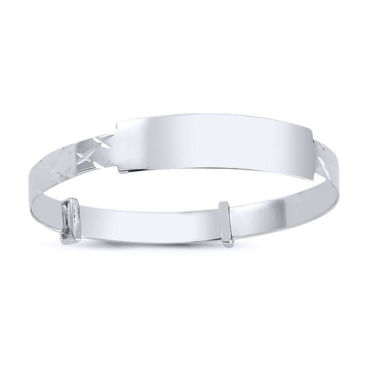 Silver Expanding Diamond-cut ID 5mm Kids Bangle Bracelet 5.5" - AKB031