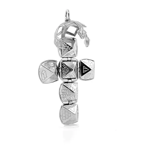 Men's Silver Masonic Orb Foldable Fob Charm Large 16mm Ball 50mm - AMS001