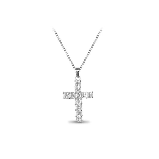 Sterling Silver CZ set cross on Chain Cross Chain - ANC015