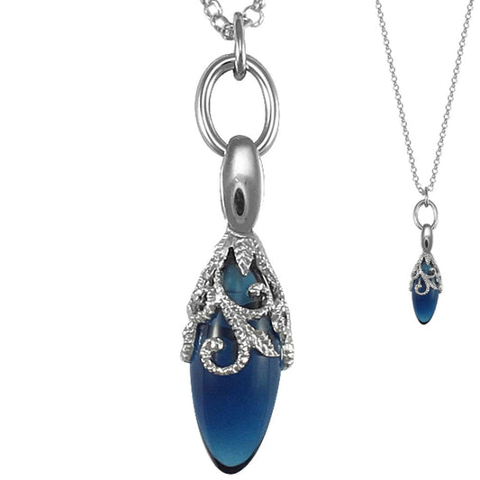 Sterling Silver Encrusted floral teardrop Charm Necklace - ANC037