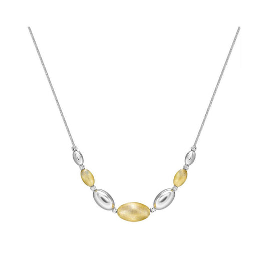 Sterling Silver Brushed Satin Oval Bead Bead Chain - ANC041B