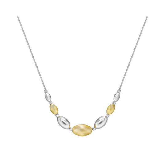 Sterling Silver Brushed Satin Oval Bead Bead Chain - ANC041B