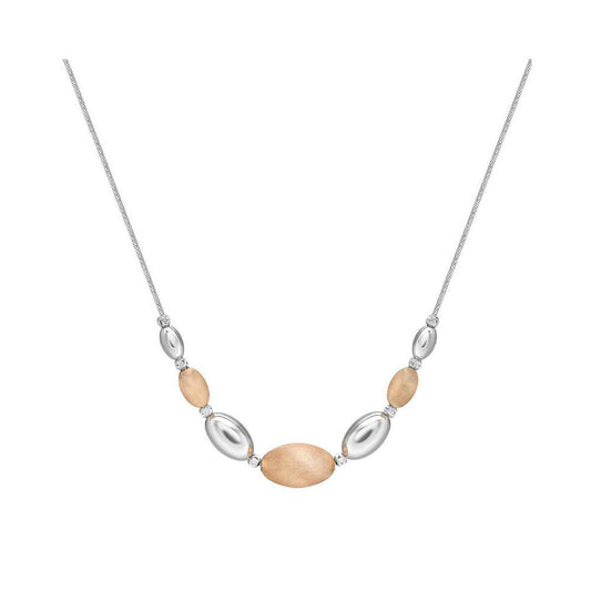 Sterling Silver Brushed Satin Oval Bead Bead Chain - ANC041C