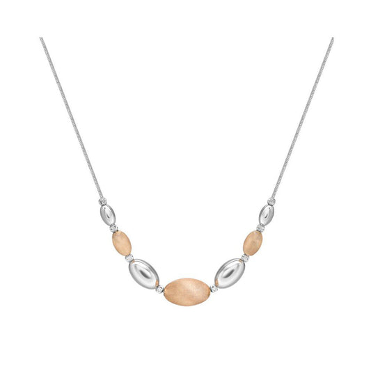 Sterling Silver Brushed Satin Oval Bead Bead Chain - ANC041C