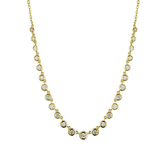 Gold-plated Silver CZ Eternity Raindrop Tennis Necklace 16-18.5" - ANC114-GP