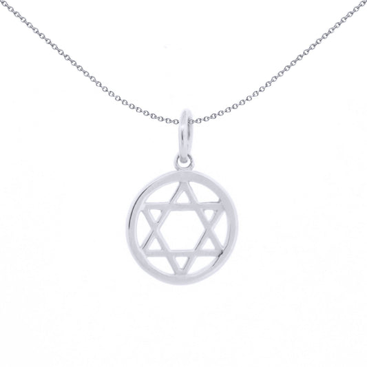 Unisex Silver Magen David Star Halo Ring Charm Pendant - APD168