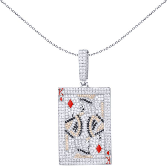 Men's Silver Peach Black CZ King of Diamonds Charm Pendant ½oz - APD174