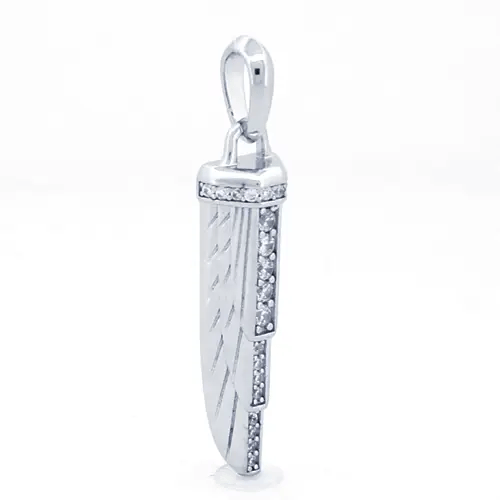 Men's Silver Round CZ Empire Amulet Sword Sheath Charm Pendant - APD193