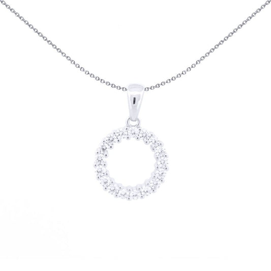 Silver Round CZ Circle of Life Eternity Hoop Charm Pendant - APD203
