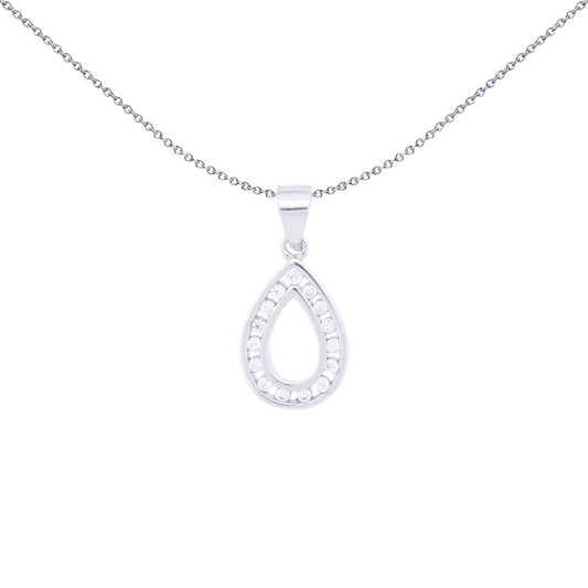 Silver Round CZ Channel Set Avocado Charm Pendant - APD217