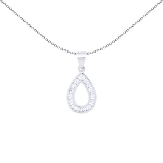 Silver Round CZ Channel Set Avocado Charm Pendant - APD217