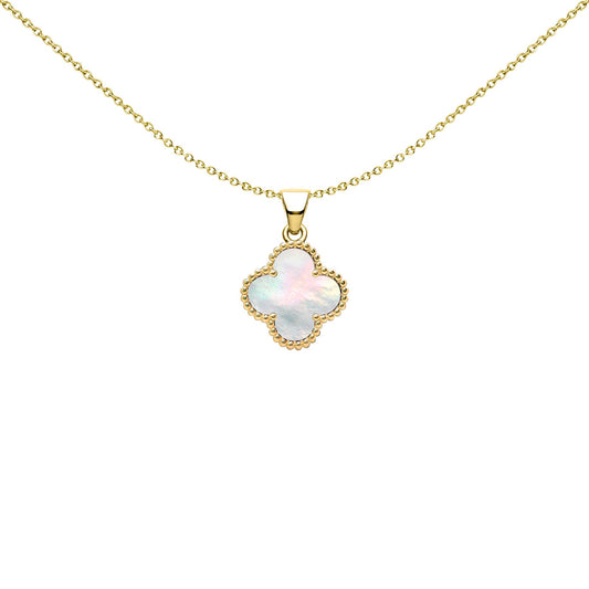 Gold-plated Silver Clover MOP Lucky Clover Charm Pendant - APD230-GP