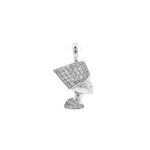 Silver CZ Pave Egyptian Queen Nefertiti Charm Pendant - APD238