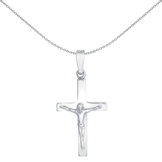 Sterling Silver Stamped Crucifix Plain Cross Pendant - APX026