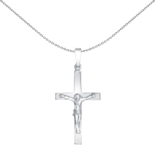 Sterling Silver Stamped Crucifix Plain Cross Pendant - APX027
