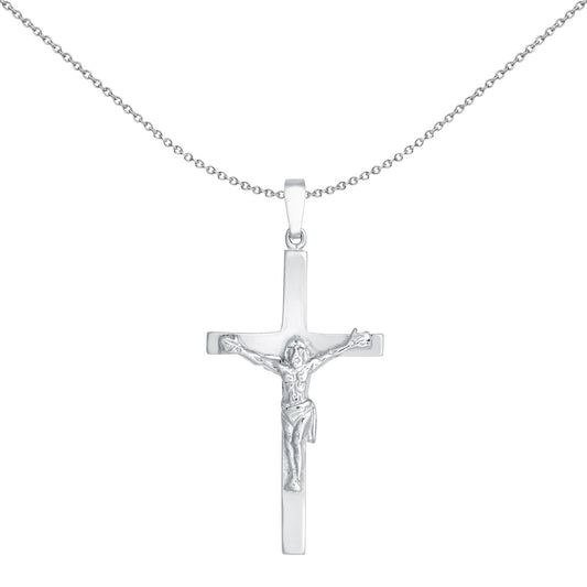 Sterling Silver Stamped Crucifix Plain Cross Pendant - APX028