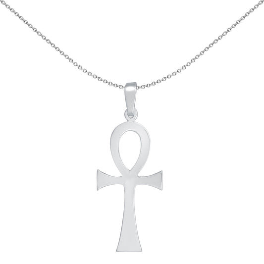 Sterling Silver Egyptian Hieroglyph Ankh Cross Pendant - APX030