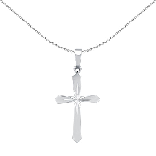 Sterling Silver Diamond-cut Arrow Starburst Cross Pendant - APX031