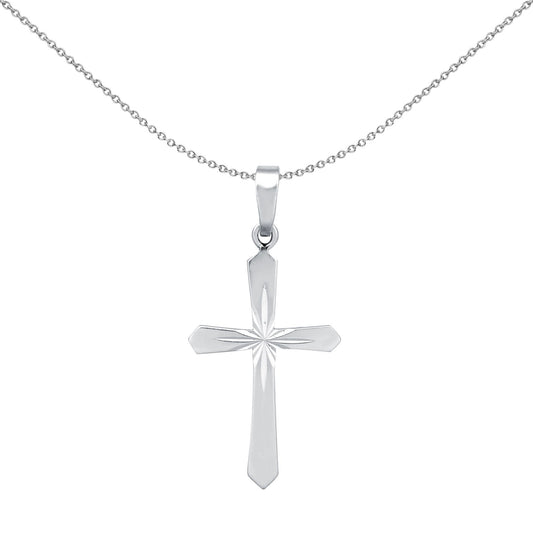 Sterling Silver Diamond-cut Arrow Starburst Cross Pendant - APX031