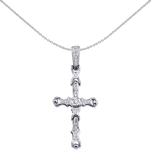 Sterling Silver CZ Moveable Ball Socket 4 Piece Cross Pendant - APX038