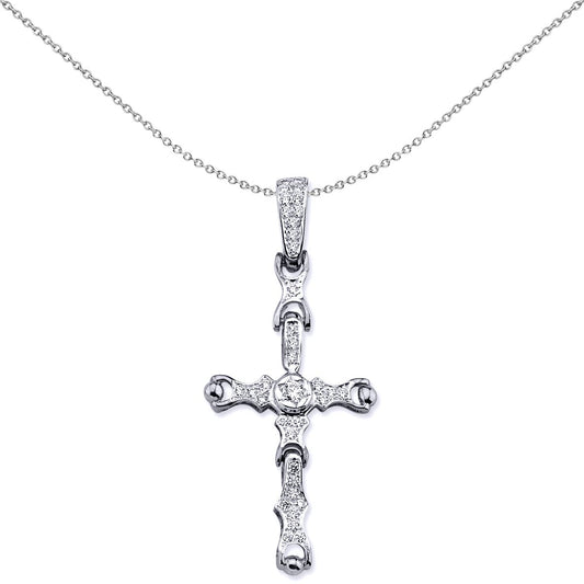 Sterling Silver CZ Moveable Ball Socket 4 Piece Cross Pendant - APX038
