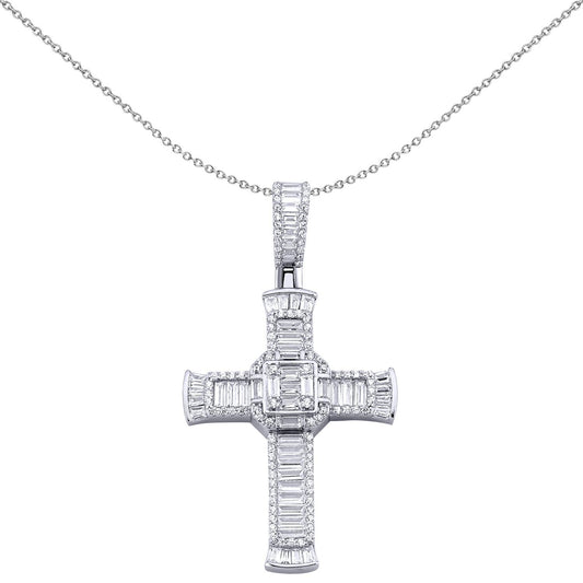Sterling Silver CZ Art Deco Celtic Pyramid Altar Cross Pendant - APX041