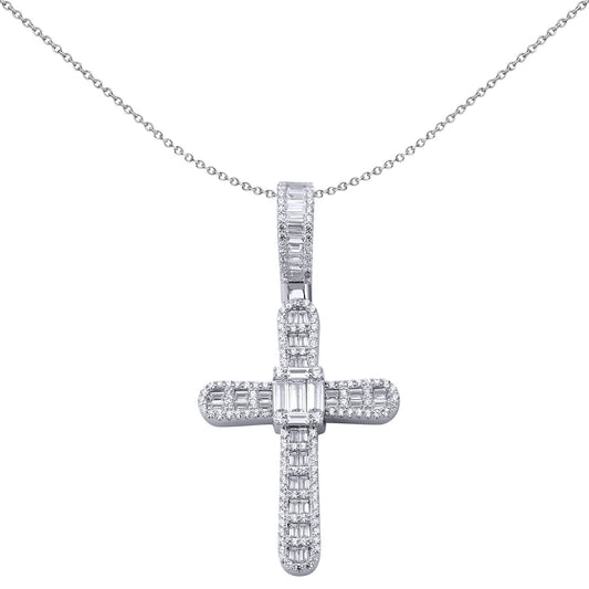 Sterling Silver CZ Art Deco Loop Arch Paperclip Cross Pendant - APX042