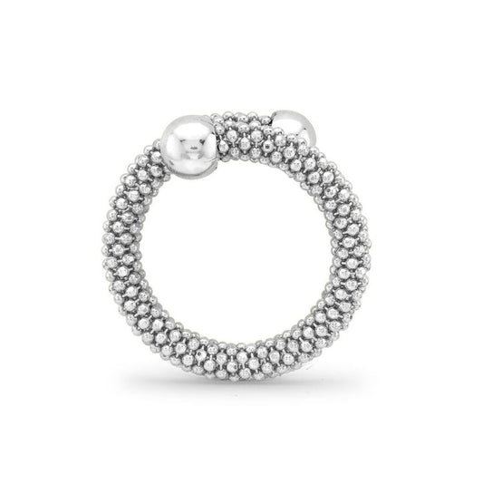 White Sterling Silver Single Wrap Popcorn Fashion Ring - ARN045D