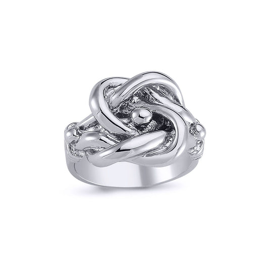 Mens Rhodium Plated Silver Celtic Knot Love Ring 18mm - ARN086
